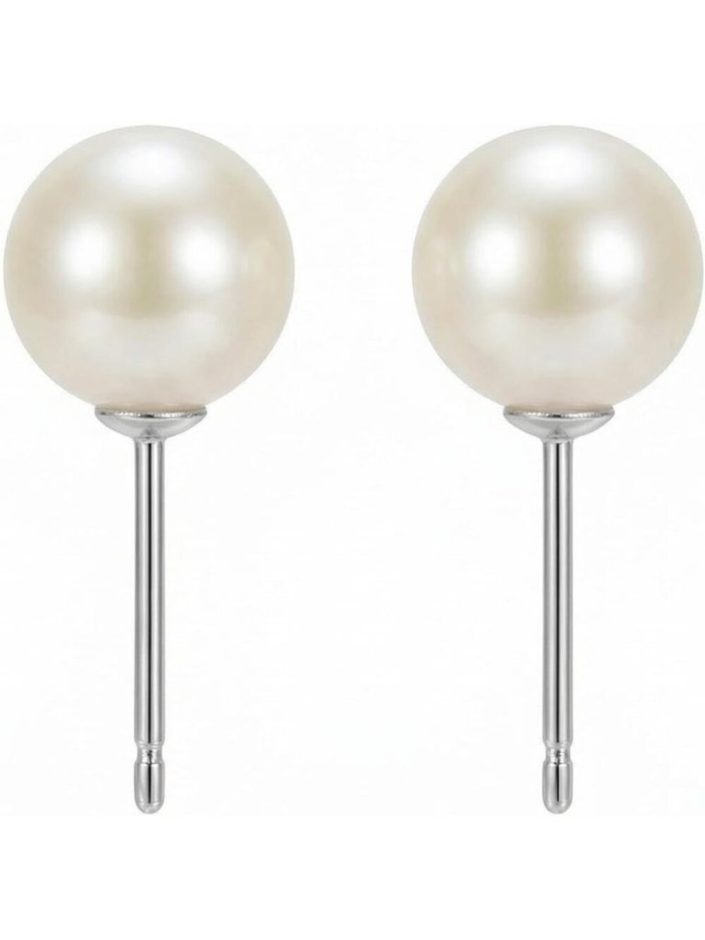 Elegant 7mm Freshwater Pearl Stud Earrings in 925 Sterling Silver - Perfect